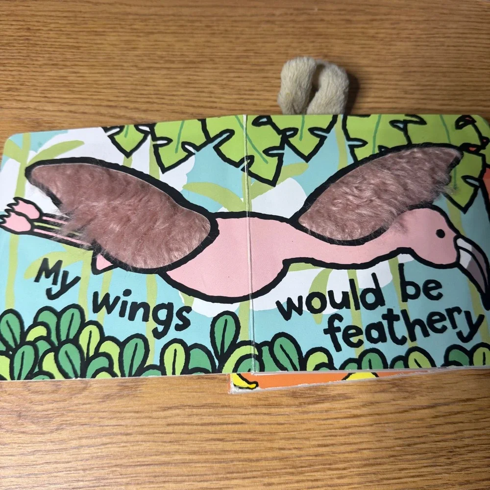 Jellycat If I Were a Monkey / Flamingo Board Book Set Touch Feel sensory Toddler